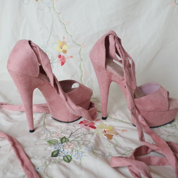 Pink Velvet Ballerina Pleasers - Picture 11 of 15